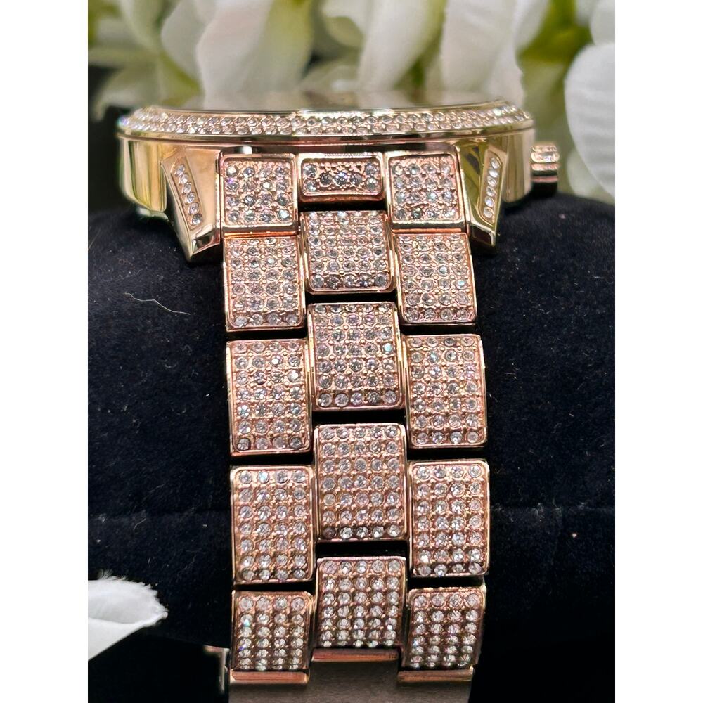 Michael Kors MK6933 Bradshaw Extreme Glitz Rose Gold Pave Chain Link Watch - Picture 8 of 8